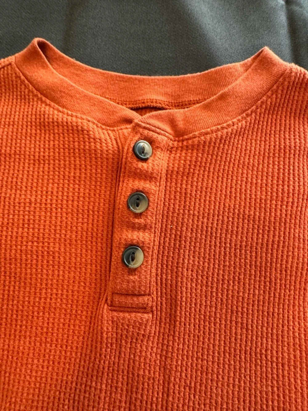 Old Navy Toddler Boy Rust Orange Waffle Knit Thermal Henley Long Sleeve Top 5T